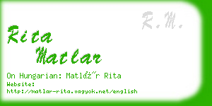 rita matlar business card